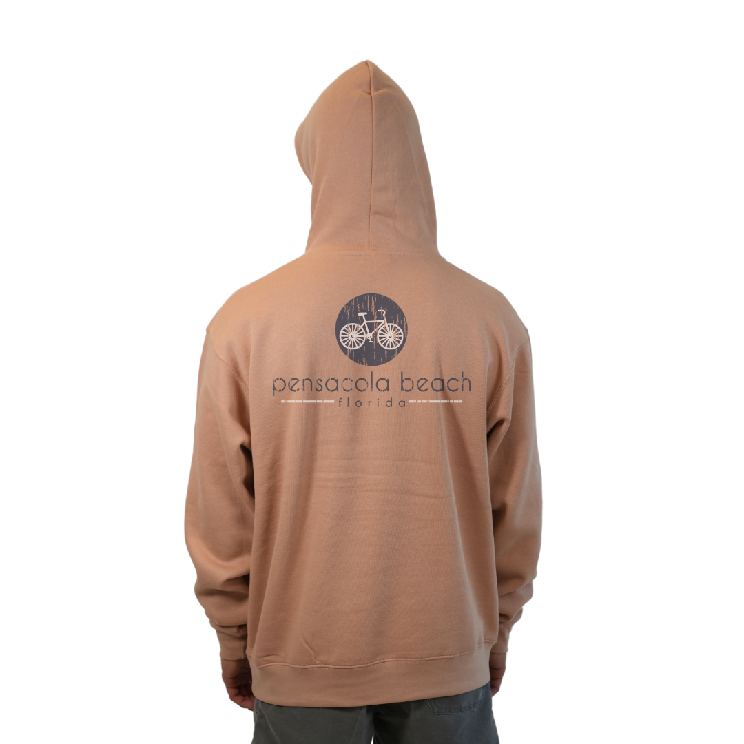 Pensacola Beach front bycicle pocket design and back big Bycicle Design Pullover Hoodie Men Style 252