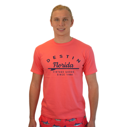 Destin Florida Combed Cotton Men T-Shirt with a Front Arrow Vintage Goods Since 1984 Design Style CC1000