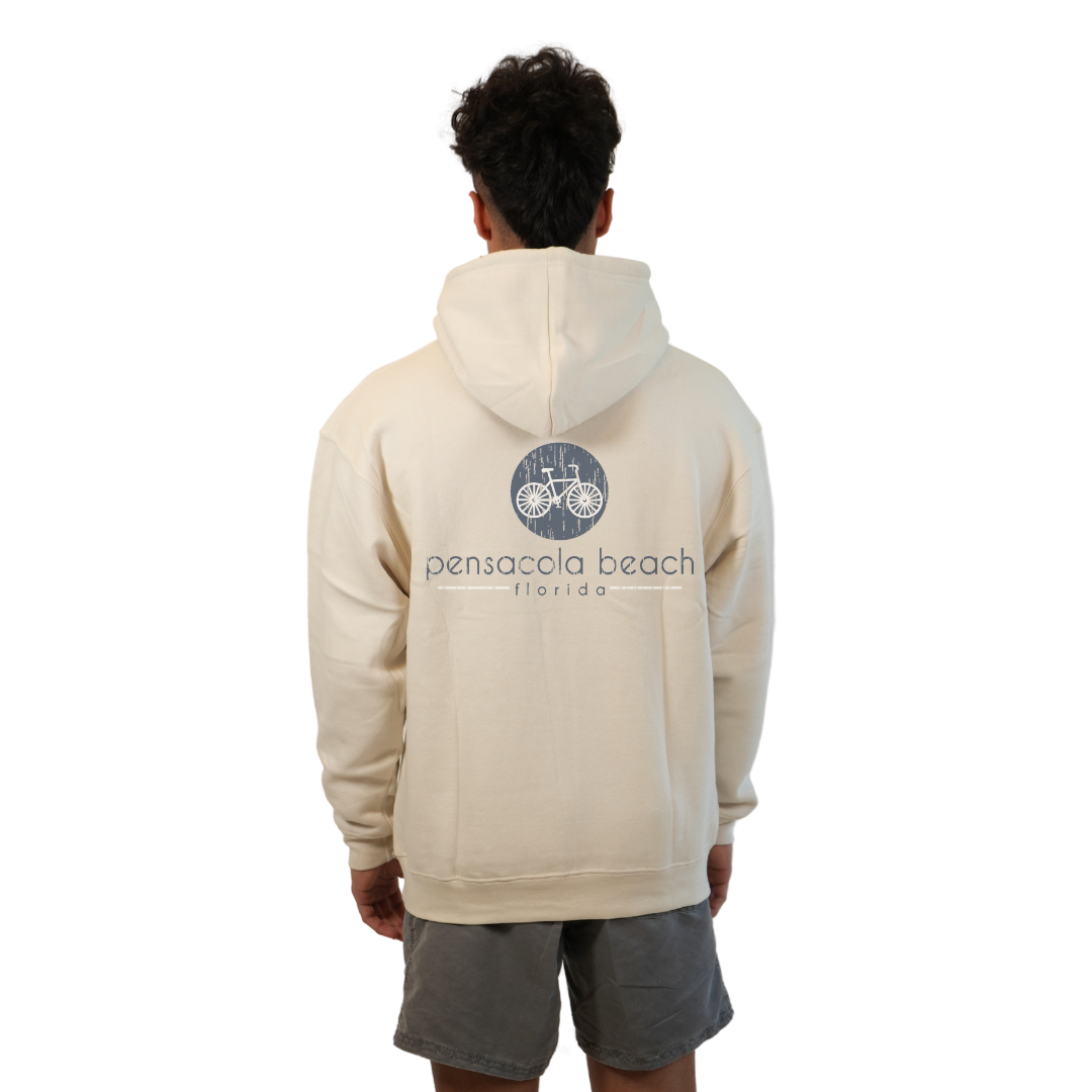 Pensacola Beach front bycicle pocket design and back big Bycicle Design Pullover Hoodie Men Style 252