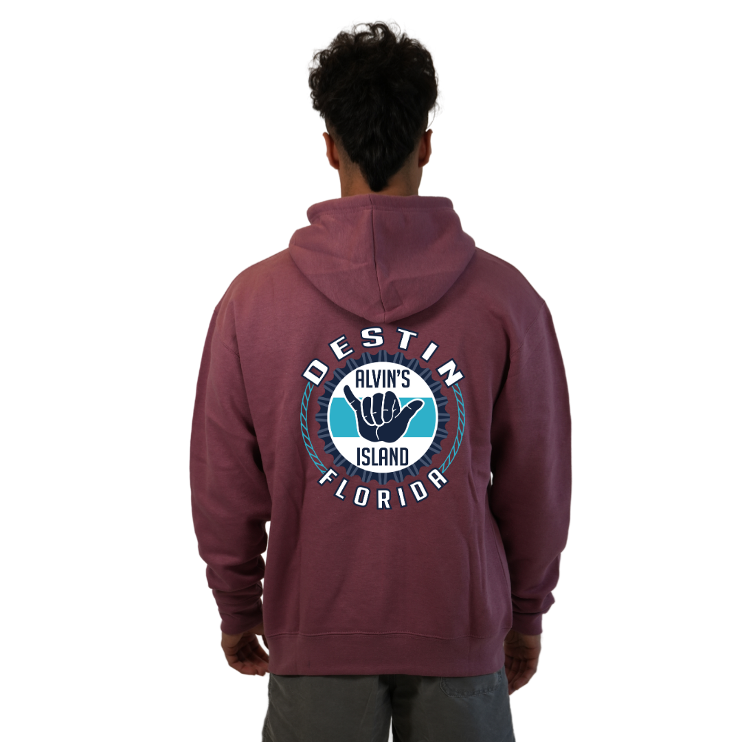 Destin Pullover Hoodie Men with Alvin's Island Hang Loose Front and Back Design Style 252