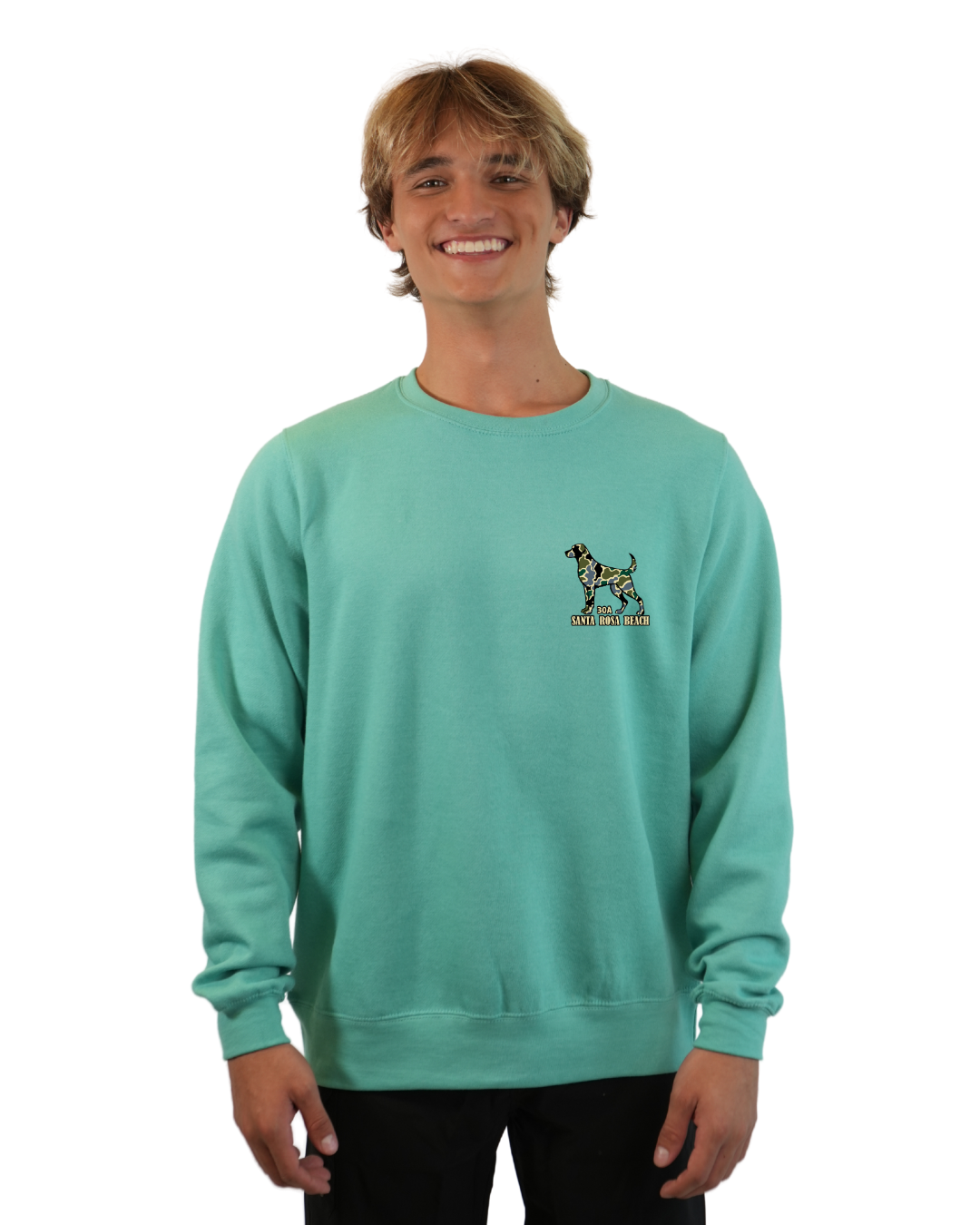 Santa Rosa Beach Dog Men Crewneck – Camouflage Edition crewneck alvinsisland.com SEAFOAM S