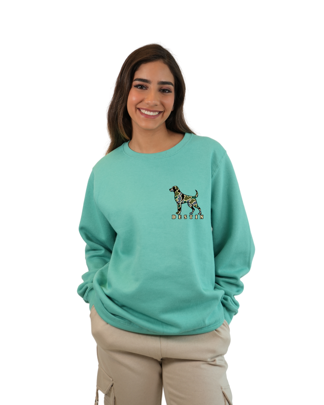 Destin Dog Women Crewneck – Camouflage Edition