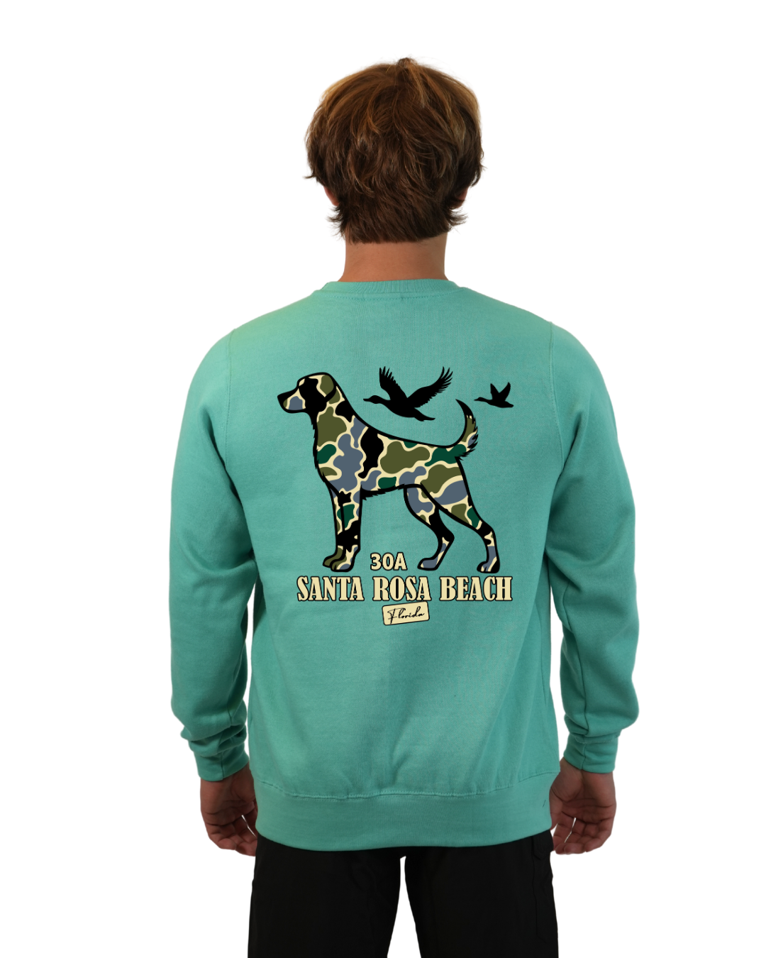 Santa Rosa Beach Dog Men Crewneck – Camouflage Edition crewneck alvinsisland.com