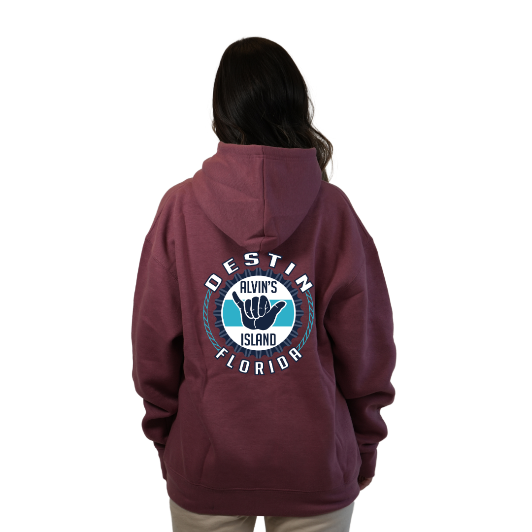 Destin Pullover Hoodie Women with Alvin's Island Hang Loose Front and Back Design Style 252