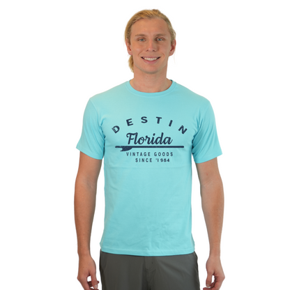 Destin Florida Combed Cotton Men T-Shirt with a Front Arrow Vintage Goods Since 1984 Design Style CC1000