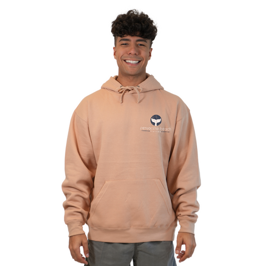 Pensacola Beach Pullover Hoodie Men with front Whale Tale pocket design and back big  Whale Tale Design Style 252