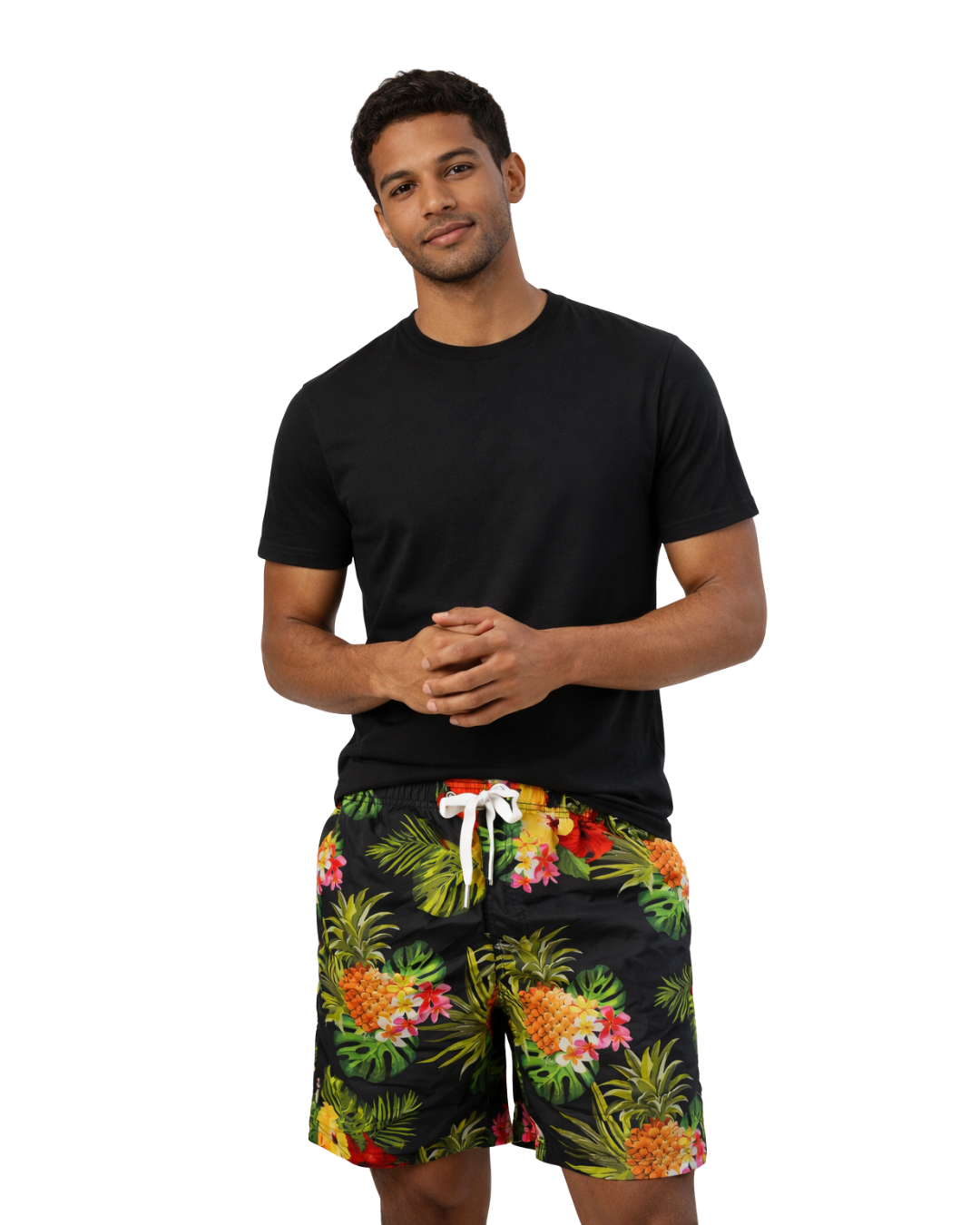 Mens Swim Trunks Pineapple Black Style Sm-005 SHORT alvinsisland.com