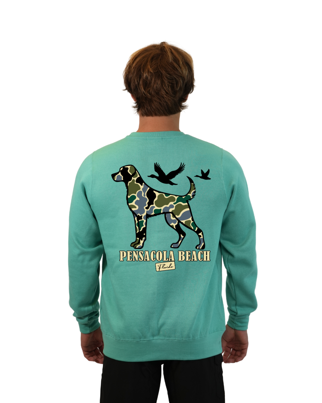 Pensacola Beach Dog Men Crewneck – Camouflage Edition