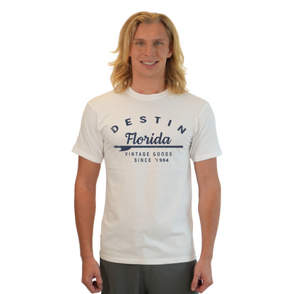 Destin Florida Combed Cotton Men T-Shirt with a Front Arrow Vintage Goods Since 1984 Design Style CC1000