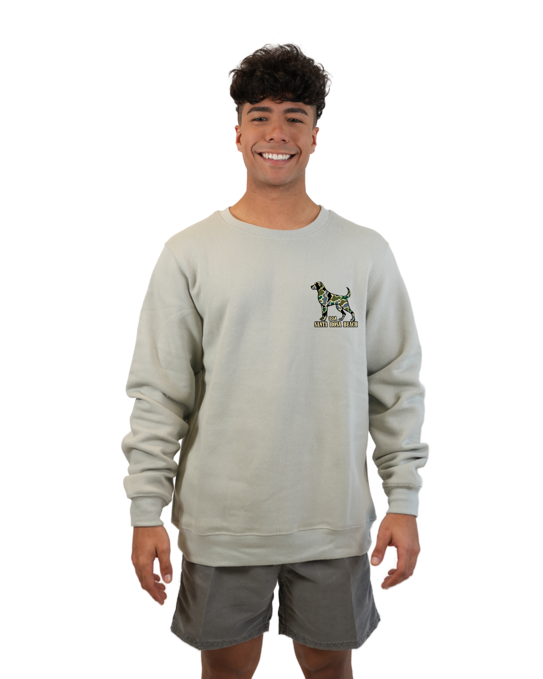 Santa Rosa Beach Dog Men Crewneck – Camouflage Edition crewneck alvinsisland.com Silver S