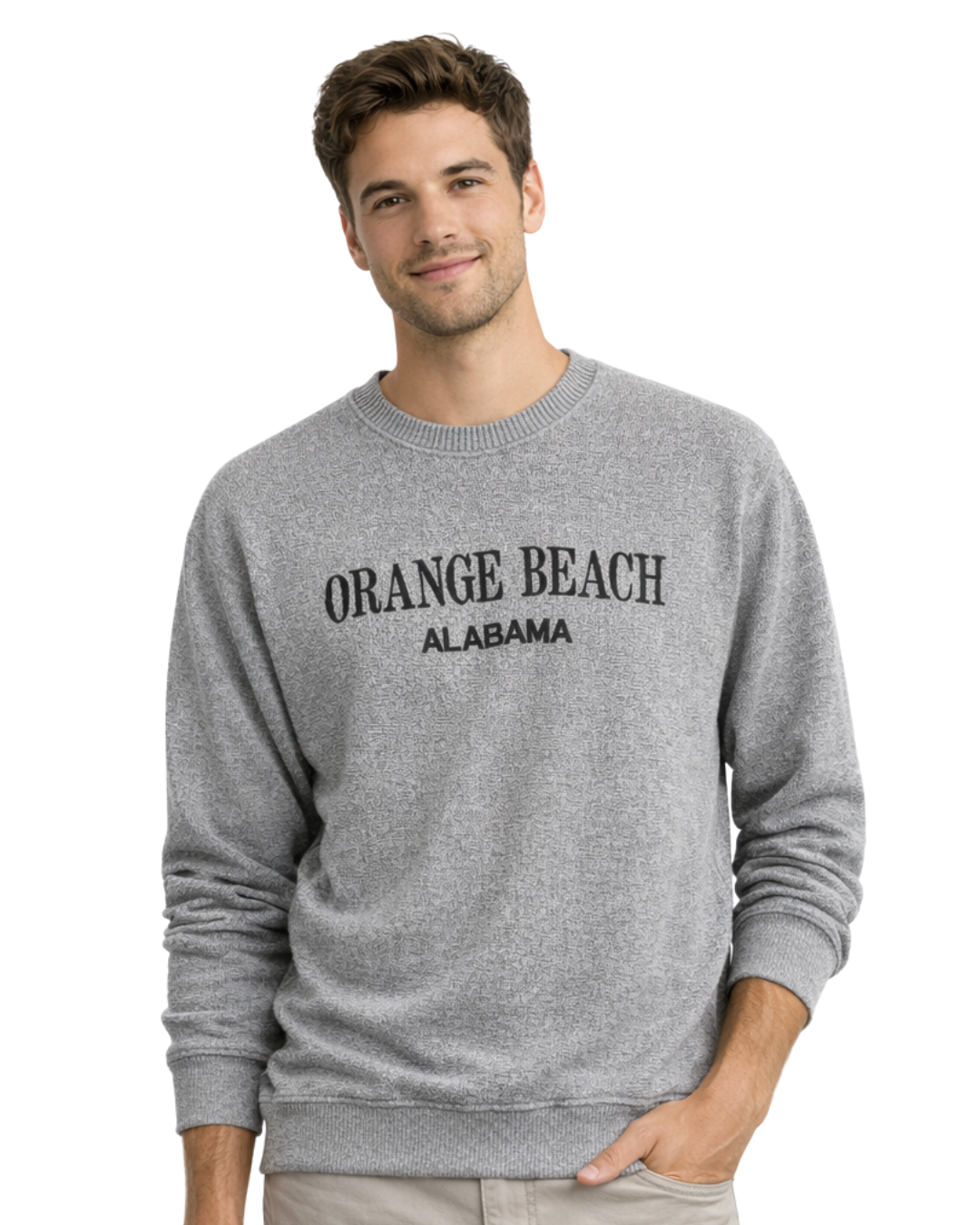Orange Beach, AL Nantucket Crewneck – Embroidered City Name Appliqué (Style AP267AI) crewneck alvinsisland.com Salt & Pepper S