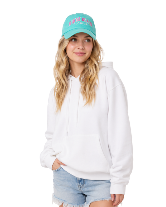 Miami Beach, Fl Embroidered Adjustable Cap CAP alvinsisland.com One size Turquoise