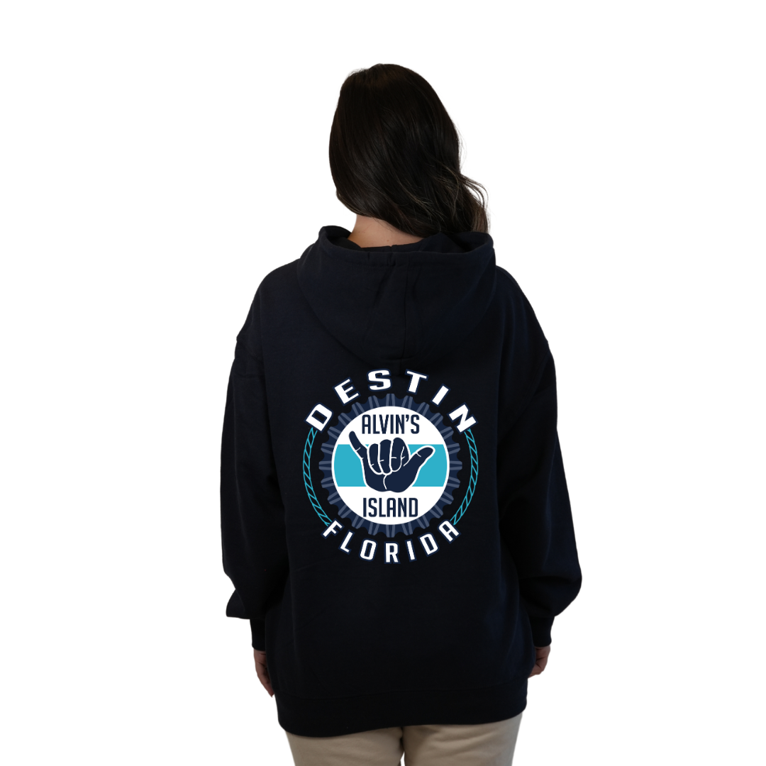 Destin Pullover Hoodie Women with Alvin's Island Hang Loose Front and Back Design Style 252