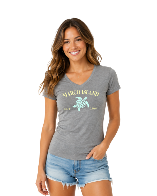 Marco Island, Fl V-Neck Turtle Tee