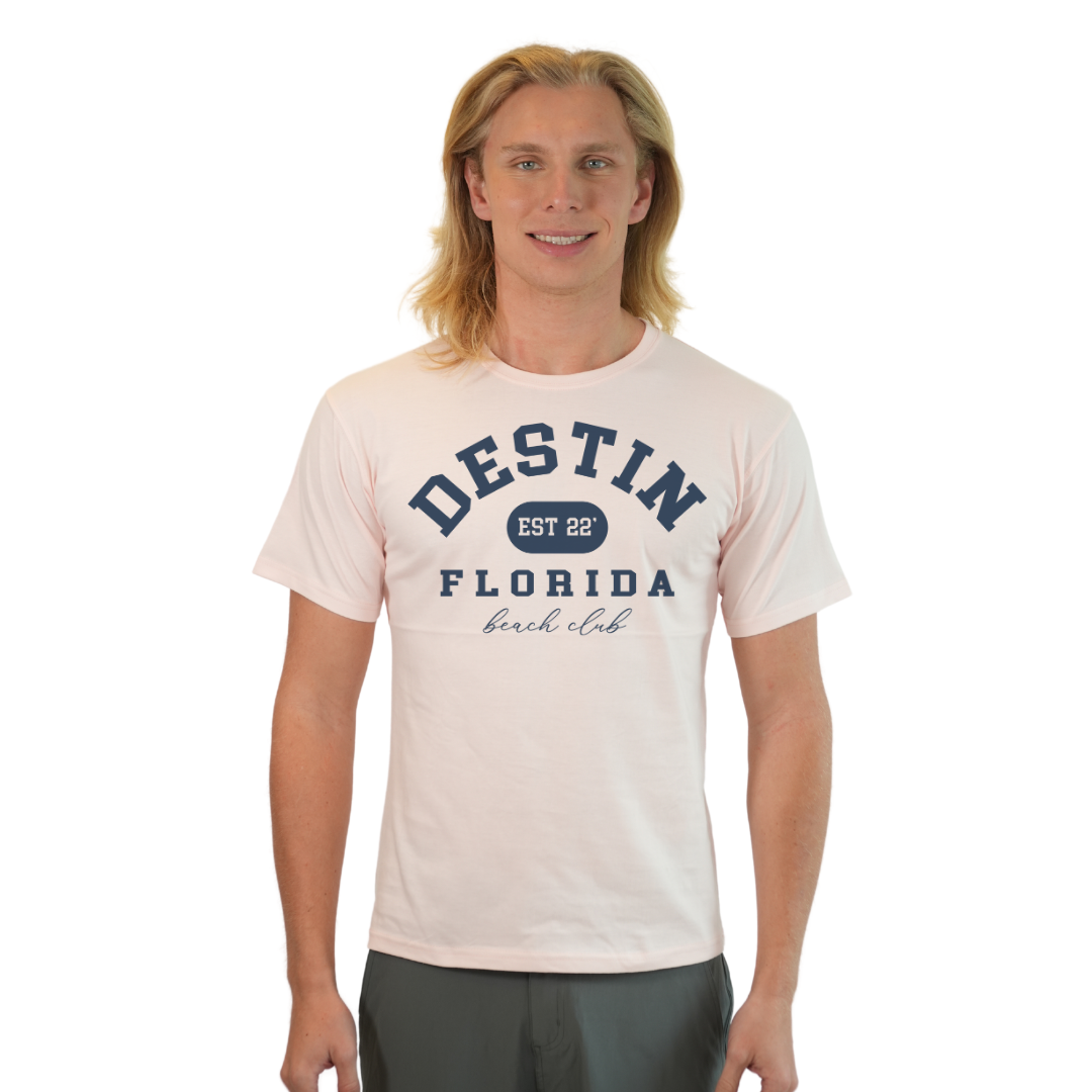 Destin Florida Combed Cotton Men T-Shirt with a Front Est. 22 Beach Club Design Style CC1000