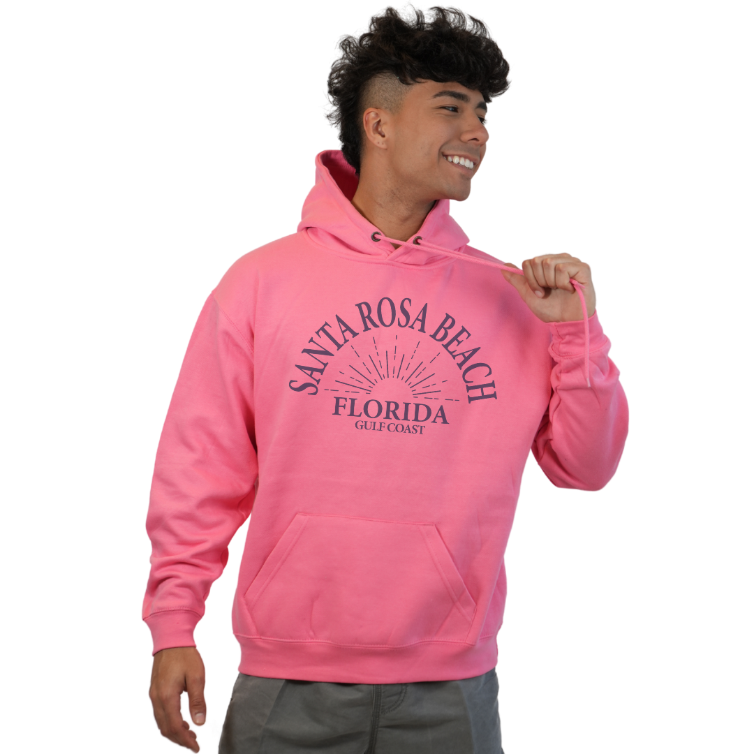 Santa Rosa Beach Pullover Hoodie Men with Big Front Florida Gulf Coast Design Style 252