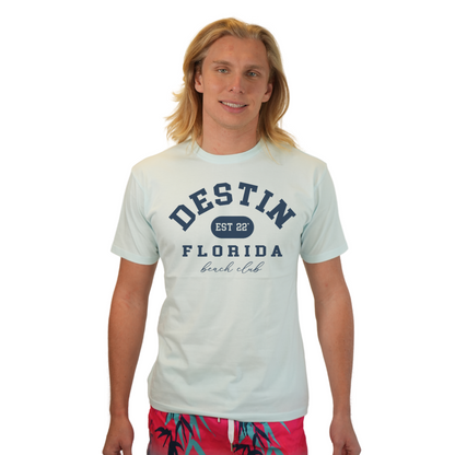 Destin Florida Combed Cotton Men T-Shirt with a Front Est. 22 Beach Club Design Style CC1000