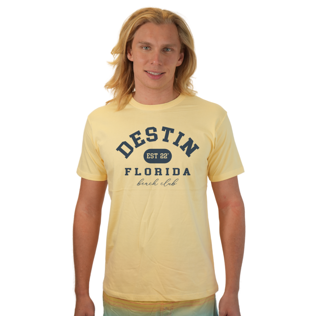 Destin Florida Combed Cotton Men T-Shirt with a Front Est. 22 Beach Club Design Style CC1000