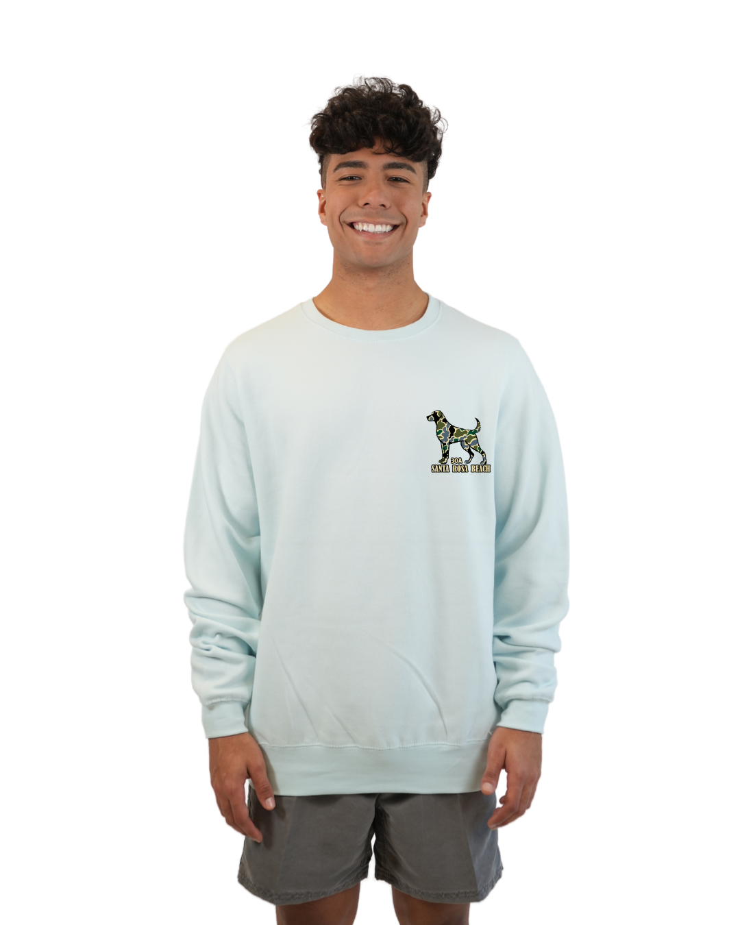 Santa Rosa Beach Dog Men Crewneck – Camouflage Edition crewneck alvinsisland.com Pool day S