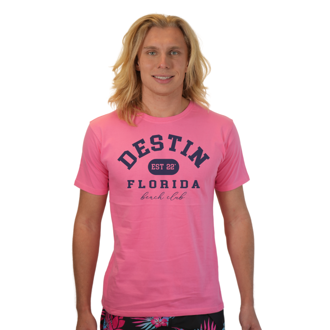 Destin Florida Combed Cotton Men T-Shirt with a Front Est. 22 Beach Club Design Style CC1000