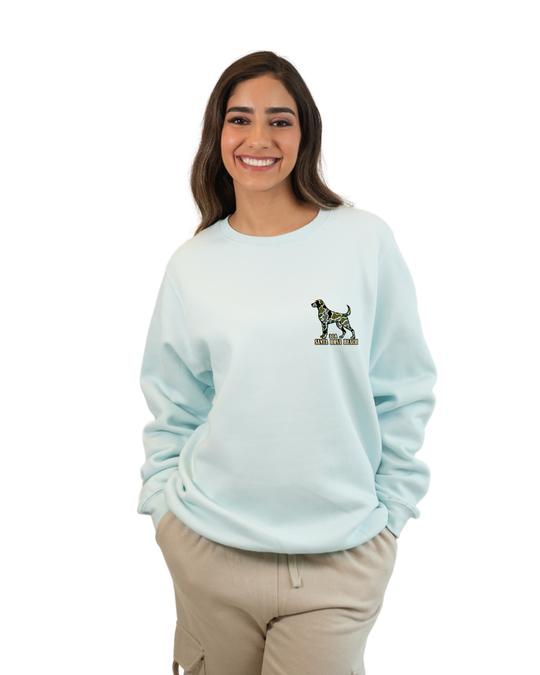 Santa Rosa Beach Dog Women Crewneck – Camouflage Edition crewneck alvinsisland.com Pool day S