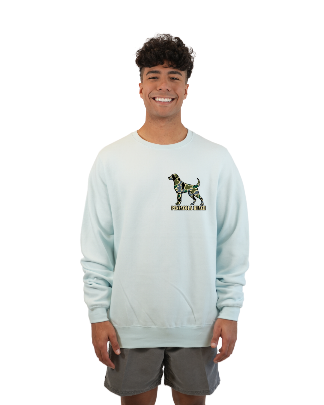 Pensacola Beach Dog Men Crewneck – Camouflage Edition
