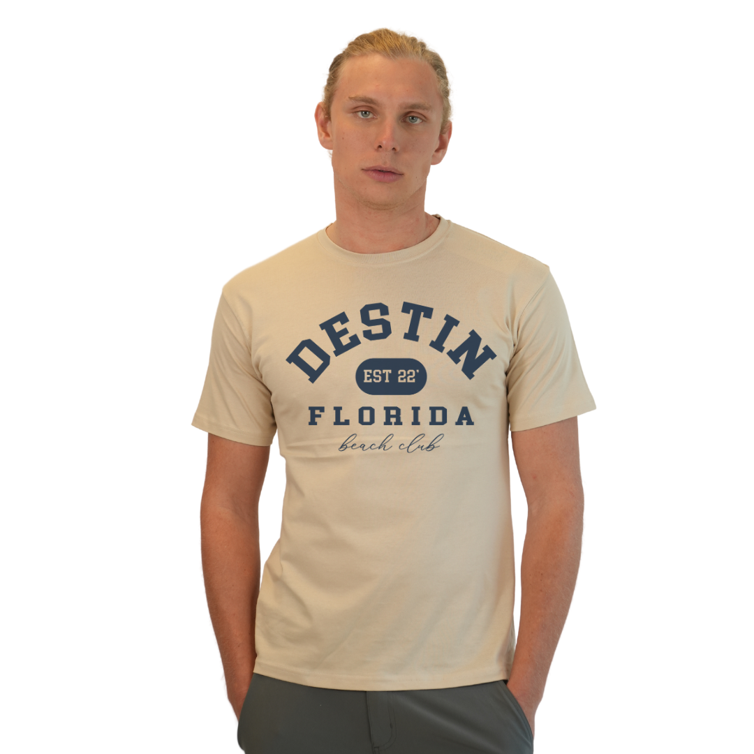 Destin Florida Combed Cotton Men T-Shirt with a Front Est. 22 Beach Club Design Style CC1000