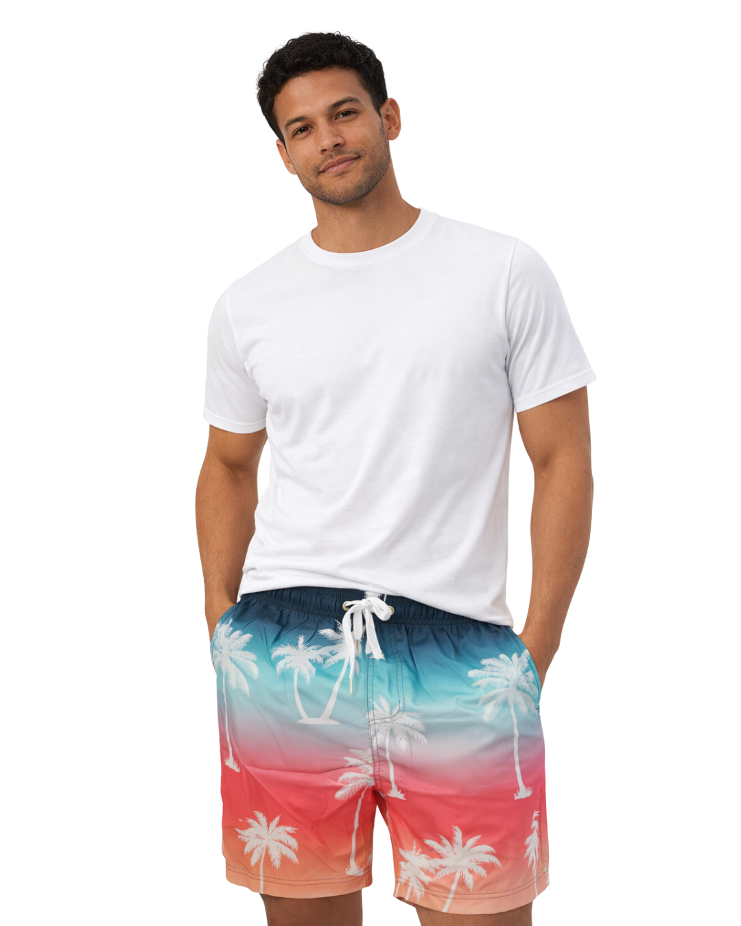 Mens Swim Trunks Palm Trees Style Sm-003b SHORT alvinsisland.com