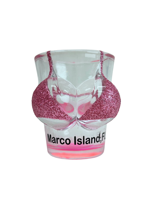 Marco Island Bikini Bust Flamingo 3d Shot Glass souvenirs alvinsisland.com