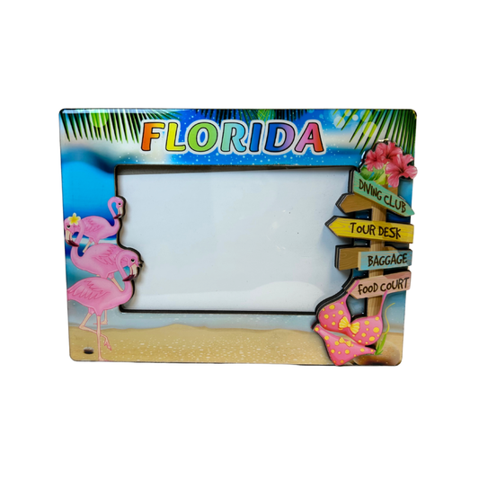 Florida Flamingo, Photo Frame Wood W/Decor 4*6