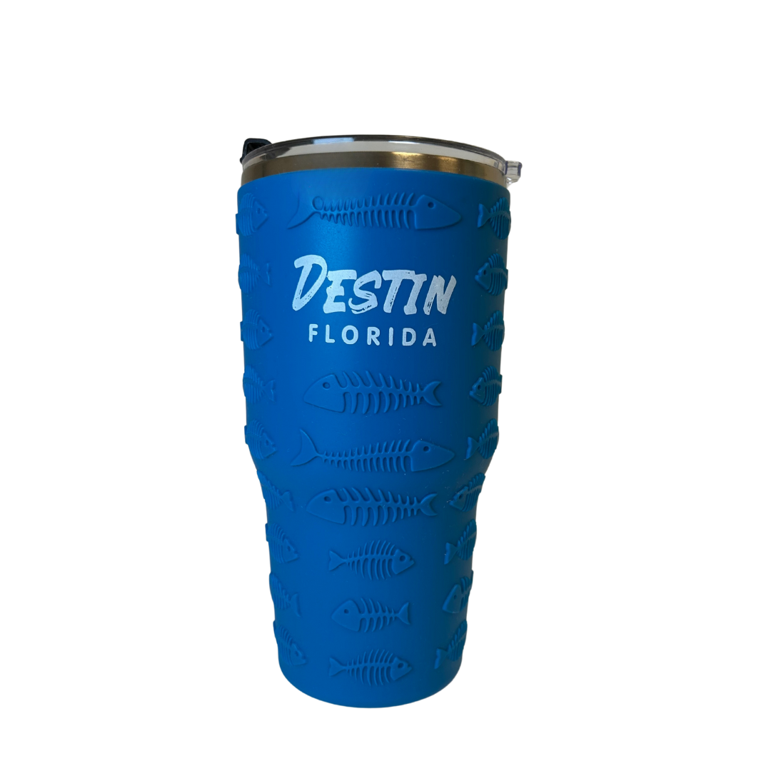 Destin Stainless Steel Tumbler With Fish Decor Silicone Protective 30oz