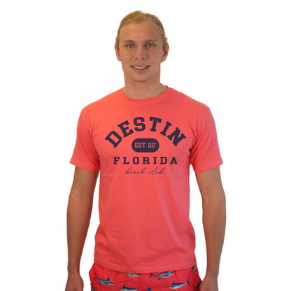 Destin Florida Combed Cotton Men T-Shirt with a Front Est. 22 Beach Club Design Style CC1000