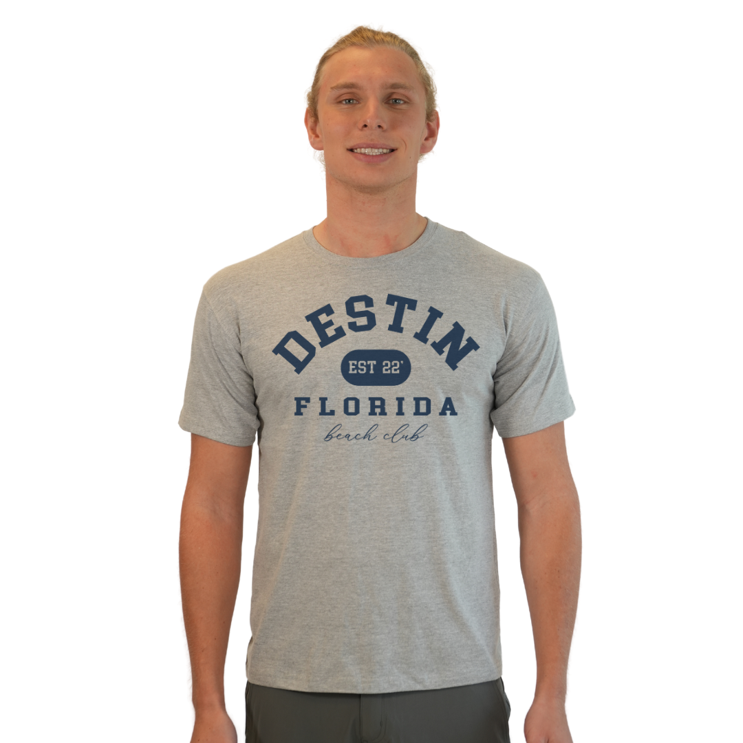 Destin Florida Combed Cotton Men T-Shirt with a Front Est. 22 Beach Club Design Style CC1000