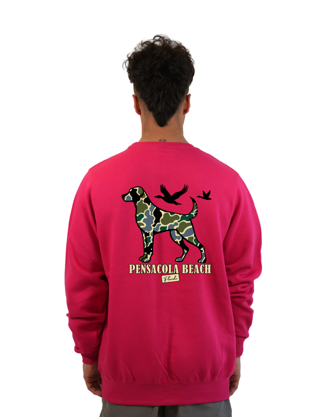 Pensacola Beach Dog Men Crewneck – Camouflage Edition