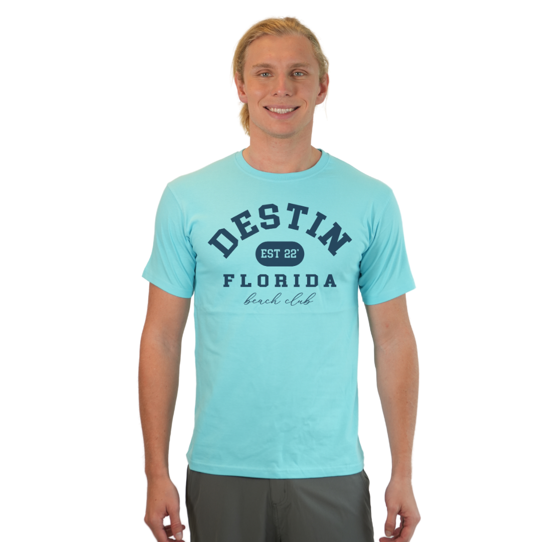 Destin Florida Combed Cotton Men T-Shirt with a Front Est. 22 Beach Club Design Style CC1000