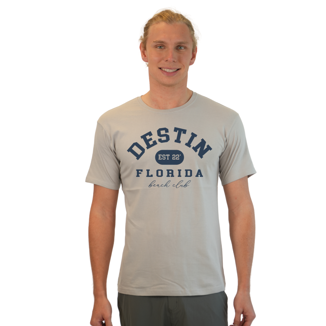 Destin Florida Combed Cotton Men T-Shirt with a Front Est. 22 Beach Club Design Style CC1000