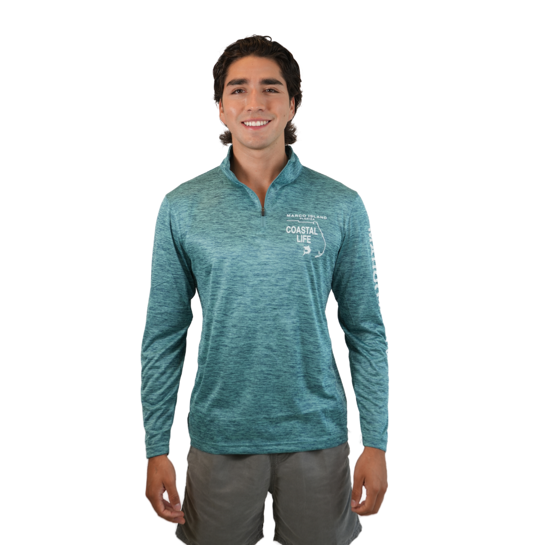 Marco Island Coastal Life Dolphin Unisex Quarter Zipper Dry Fit 30upf Sun Protection Style 14750 LONG SLEEVE TEE alvinsisland.com