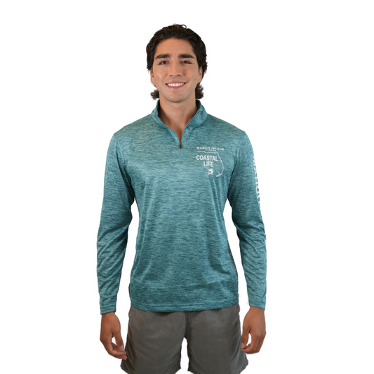 Marco Island Coastal Life Dolphin Unisex Quarter Zipper Dry Fit 30upf Sun Protection Style 14750 LONG SLEEVE TEE alvinsisland.com