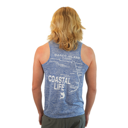 Marco Island Coastal Life Mens Tank Dry Fit 30upf Sun Protection Style 14850