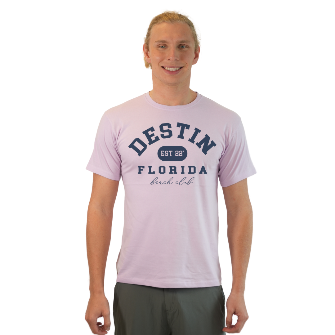 Destin Florida Combed Cotton Men T-Shirt with a Front Est. 22 Beach Club Design Style CC1000