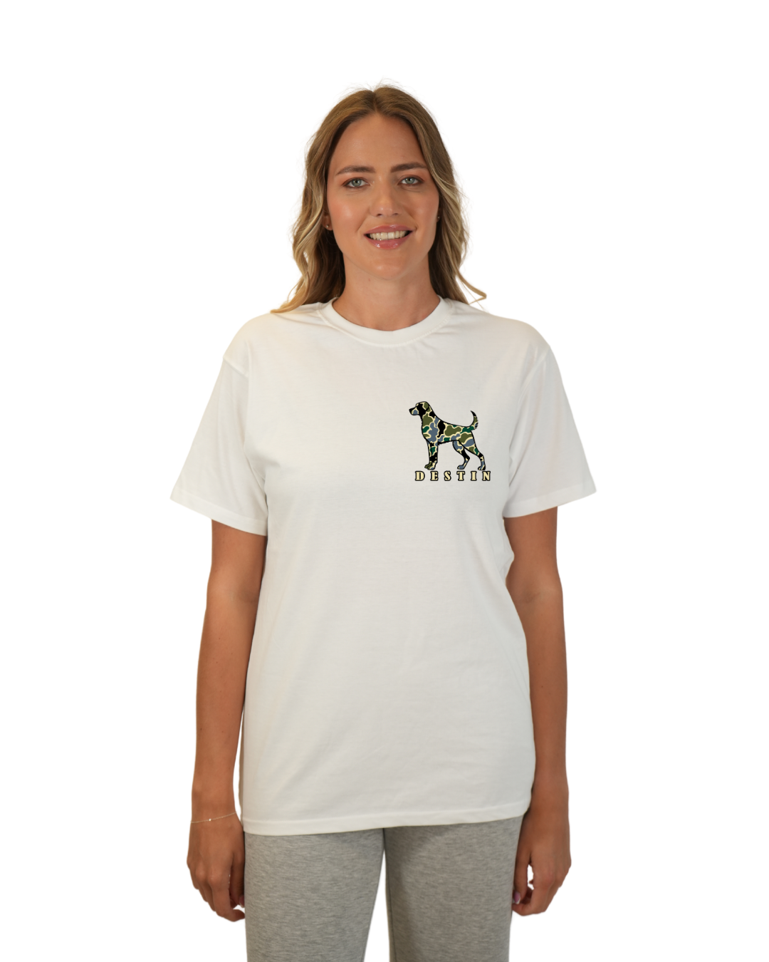 Destin Dog Women T-Shirt Camouflage Edition T-SHIRT alvinsisland.com White S