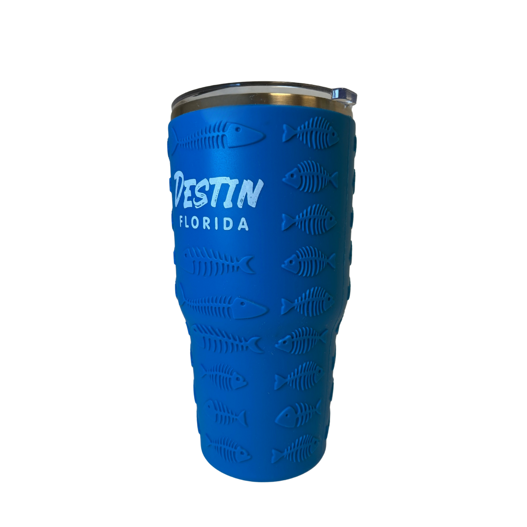 Destin Stainless Steel Tumbler With Fish Decor Silicone Protective 30oz