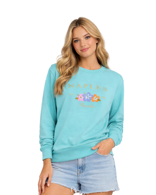 Naples, Fl Embroidered Women’s Crewneck crewneck alvinsisland.com Sea Green S