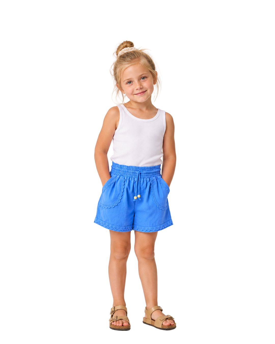 Girls Lace Trim Short With Pockets