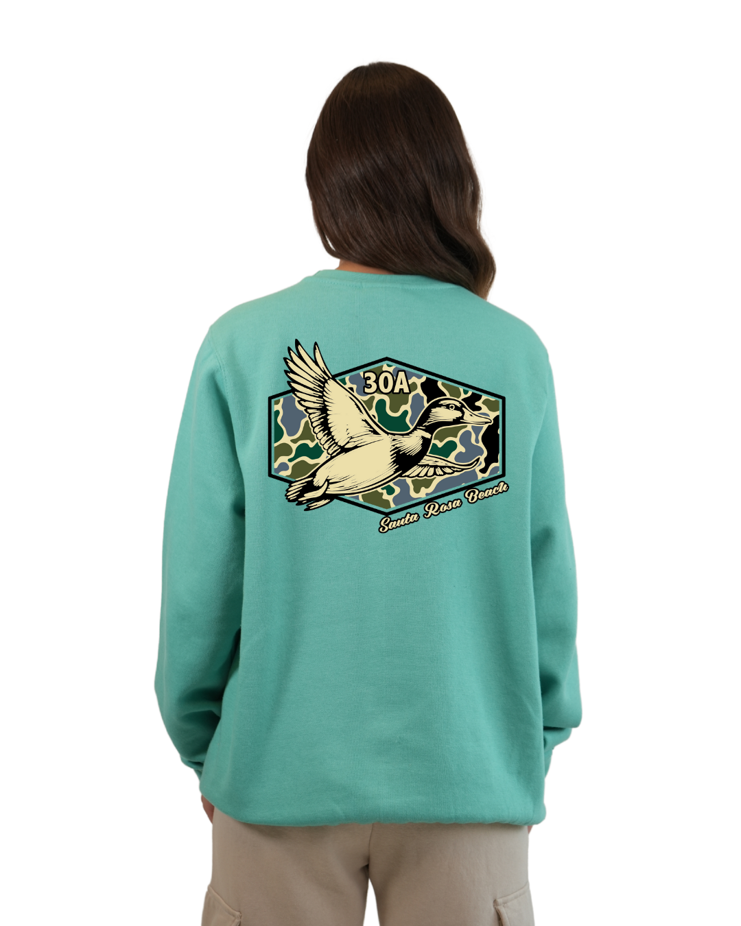 Santa Rosa Beach Duck Women Crewneck – Camouflage Edition