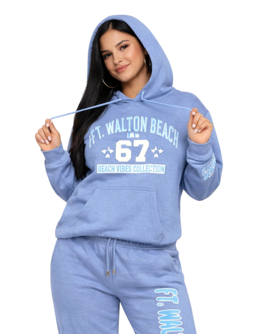 Ft. Walton, Beach Vibes Coast Live (Hoodie& Pants) Set (Two piece) Clothing alvinsisland.com Blue Iris S