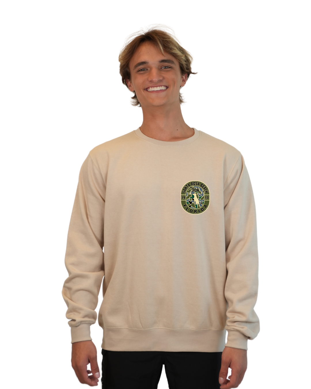 Santa Rosa Beach Dog 1984 Men Crewneck – Camouflage Edition crewneck alvinsisland.com Oyster S