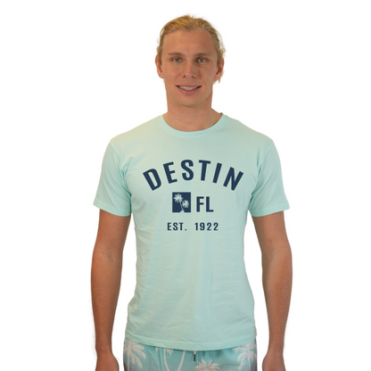 Destin Florida Combed Cotton Men T-Shirt with a Front Palm Trees FL Est. 1922 Design Style CC1000