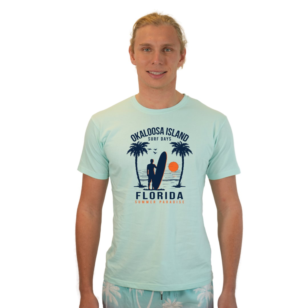 Okaloosa Island Combed Cotton T-Shirt  Men with Summer Padaise Front Design Style CC1000