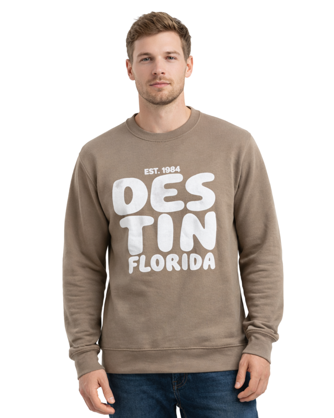 Destin, Fl City Name Crewneck Style AI067C crewneck alvinsisland.com Cappuccino S